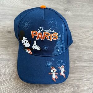 🆕 Women’s Disneyland Paris Embroidered Blue and Orange Baseball Cap Hat